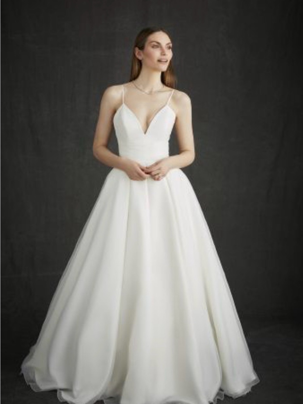 Romantic White Spaghetti-Strap Ball Gown Wedding Dress